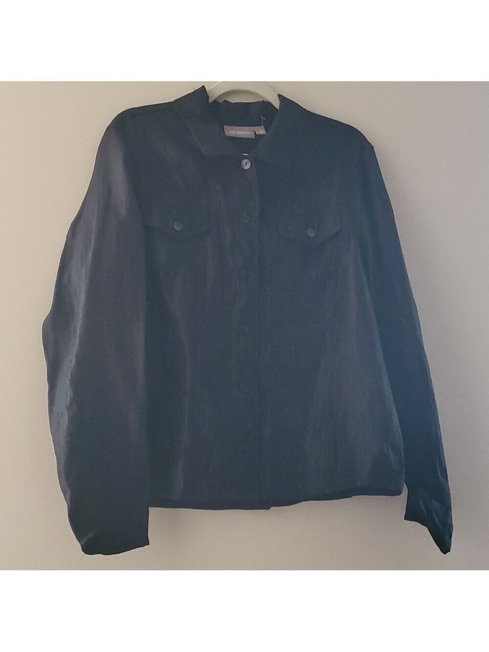 Croft & Barrow jacket womens size large BLACK button down black womens